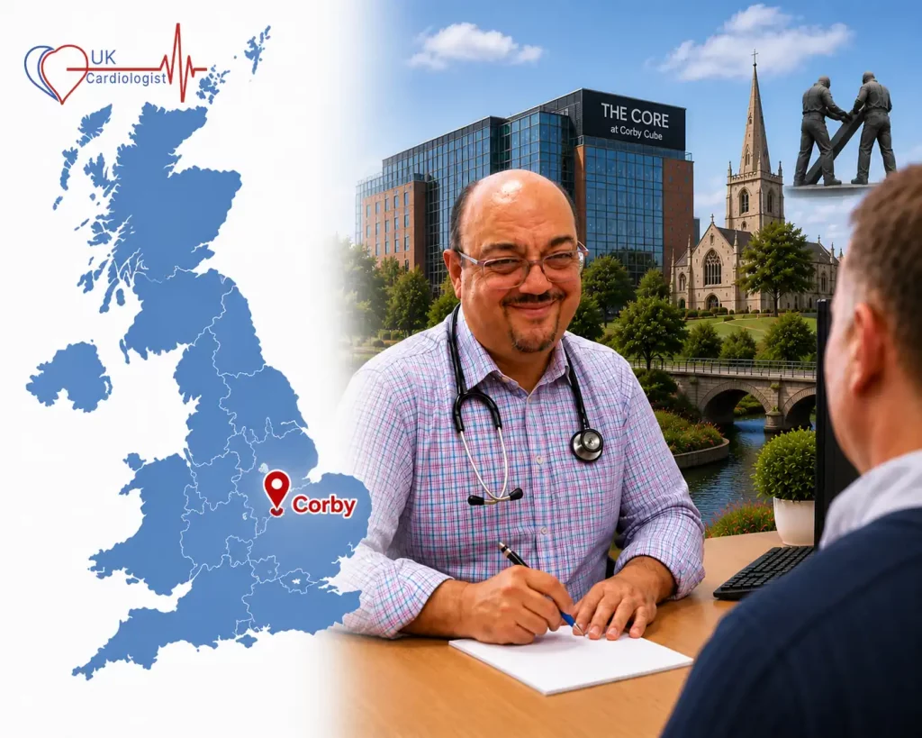 Private Cardiologist in Corby during a face-to-face consultation