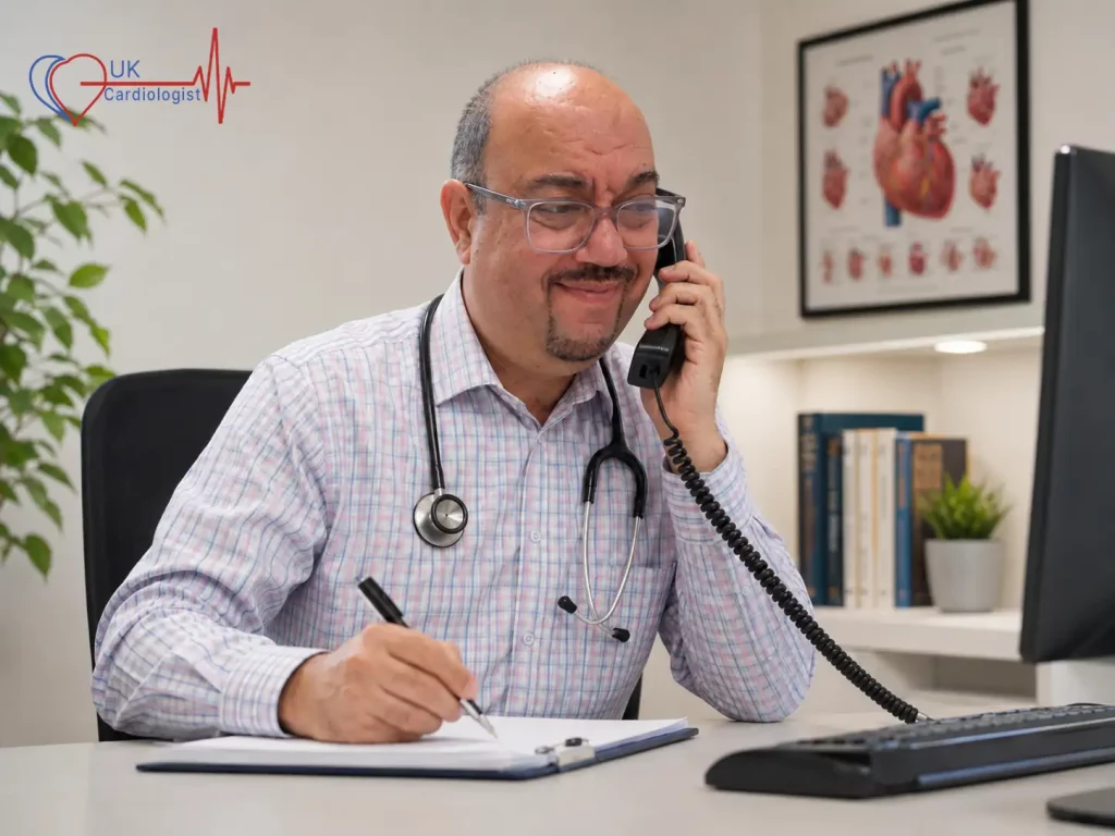 Cardiology telephone consultation with Dr Salam Salloum